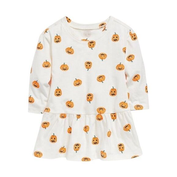 GAP Old Navy Infant Baby 3-6 Months Long-Sleeve Pumpkin Printed Drop-Waist Dress - Picture 1 of 6